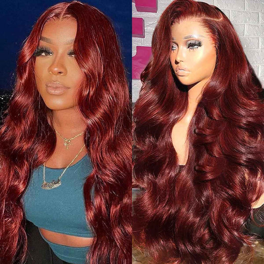 22 Inch Lace Front Wigs Reddish Brown Lace Front Human Hair Body Wave 180% Density 33# Lace Frontal Wig Pre Plucked with Baby Hair for Women Auburn Brown
