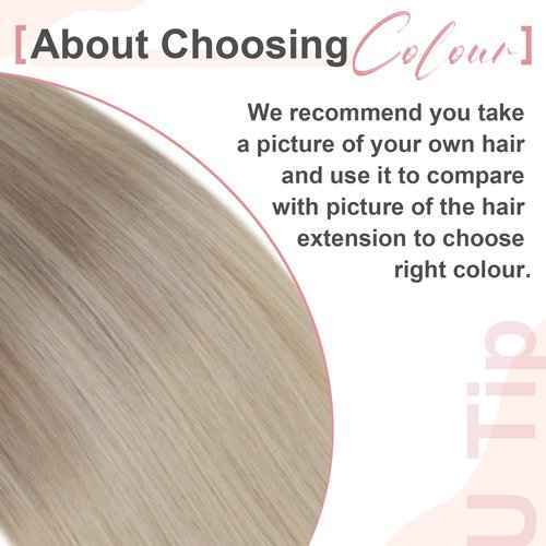 Easyouth U Tip Hair Extensions Human Hair Pre Bonded Hair Extensions Ombre Ash Blonde to Light Blonde Mixed Platinum Blonde Utips Human Hair Extensions Hot Fusion 50g 18inch