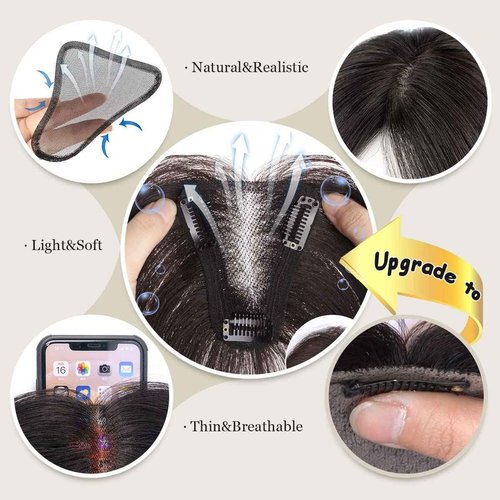 Aimeolyn Hair Toppers for Women Real Human Hair,Hairs Toppers for Women No Bangs Top Hairs Extensions Pieces Wiglets Upgrade Lace Base 12inch