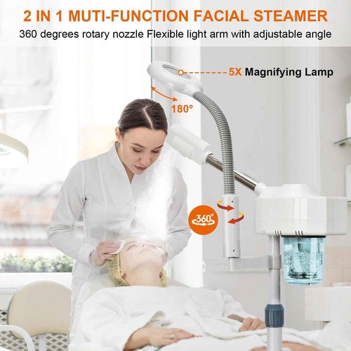 2 in 1 Facial Steamer, Professional Facial Steamers with 5X Magnifying Lamp, Face Steamer for Esthetician, Facial Steamer for Home Beauty Salon SPA