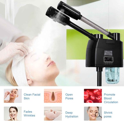 FLOLXNB Professional Facial Steamer, 2 in 1 Facial Steamer, Esthetician Steamer with Hot&Cold Nozzle,Digital Face Steamer for Home Beauty Salon Spa