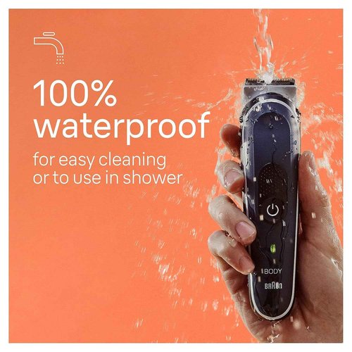Braun Body Groomer Series 5 5360, Body Groomer for Men, for Chest, Armpits, Groin, SkinSecure Technology for Gentle Use and Clean Shave Attachment, Waterproof, Cordless with 100-min Run Time