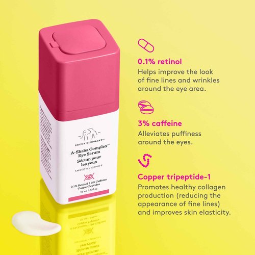 Drunk Elephant A-Shaba Complex Eye Serum with Deluxe Sample - 15ml .1% Retinol Eye Cream - 5ml Lala Retro Whipped Cream - Clean Clinical Skincare - Cruelty-Free - Dermatologist-Tested