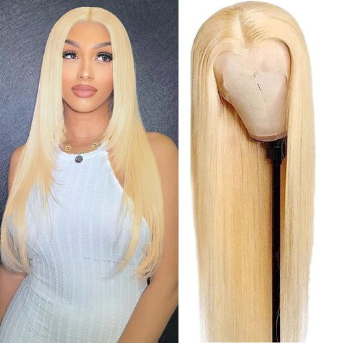 18 Inch 613 Lace Front Wig Human Hair 13x6 Transparent Lace 180 Density Blonde Lace Front Wigs Human Hair for Black Women Pre Plucked Color 613 Hd Lace Frontal Wig Straight Blonde Wig Human Hair