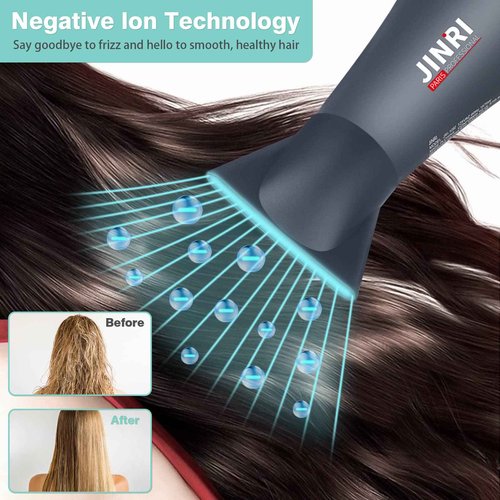 1875w Professional Tourmaline Hair Dryer,Negative Ionic Salon Hair Blow Dryer,DC Motor Light Weight Low Noise Hair Dryers with Diffuser & Concentrator & Comb