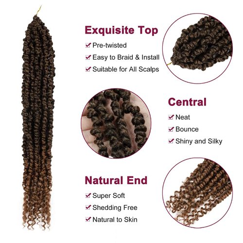 Passion Twist Hair - 8 Packs 20 Inch Passion Twist Crochet Hair For Women, Crochet Pretwisted Curly Hair Passion Twists Synthetic Braiding Hair Extensions (20 Inch 8 Packs, T30)