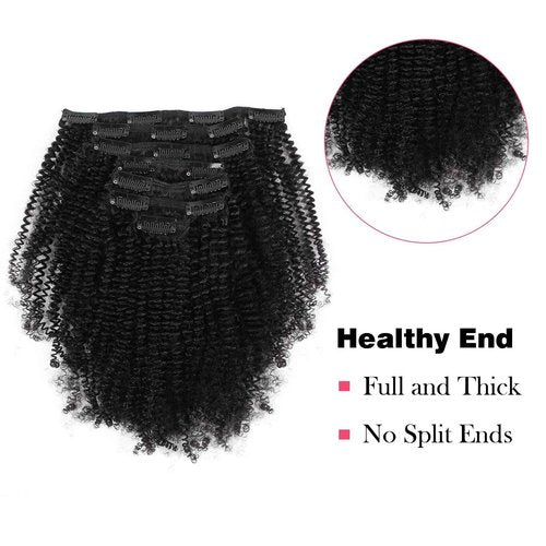 Sassina Real Remy Afro Coily Clip In Human Hair Extensions unprocessed 4B 4C Afro Kinky Curly Clip ins For African Americans Black Women 120 Grams 7 Pieces With 17 Clips 4AC 16 Inch