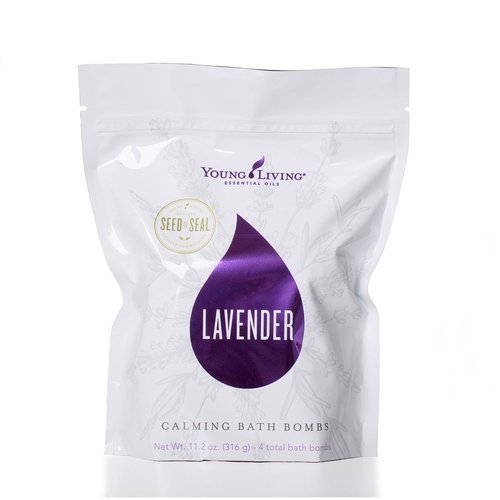 Young Living Lavender Calming Vegan Bath Bombs with Coconut Oil and Sweet Almond Oil - 4 Pack