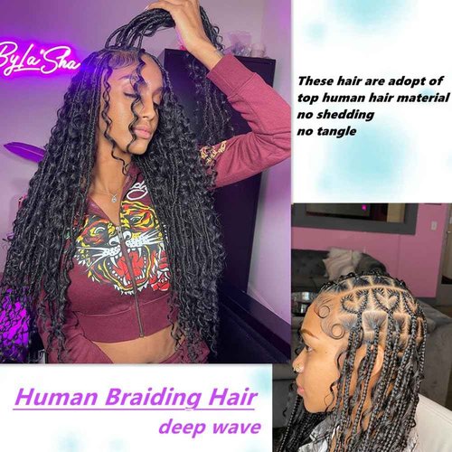 Boho Human Braiding Hair Curly for Boho Braids Bohemian 100% Human Hair for Braiding Wet and Wave Deep Wave Bulk Human Hair for Boho Knotless Braids No Weft 2 Bundles 100g
