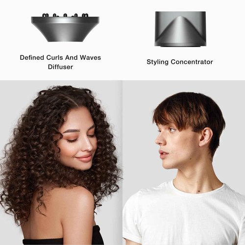 TORRAS Stream High Speed Hair Dryer, Arctic White, 1600W, Hair Care Mode, 200 Millions Ionic Technology, 3 Speeds & 3 Heat Levels, with Concentrator & Diffuser