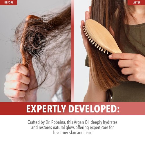 Dr. Robaina Pure Moroccan Argan Oil 2 fl oz – Cold-Pressed, Small-Batch & Nitrogen-Sealed – Fast-Absorbing Hair & Skin Moisturizer, Anti-Frizz Serum, Beard & Nail Treatment – Hexane-Free, Made in USA