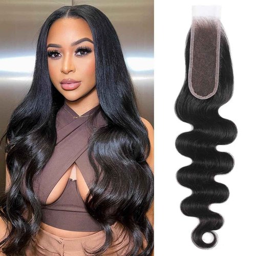 Anknia 2x6 HD Lace Closure Human Hair 20 Inch Body Wave Closure 0.1mm Ultra-thin Invisible SKINLIKE HD Lace Closure Pre Plucked Single Knot With Baby Hair Natural Color Kim K Closure Middle Part
