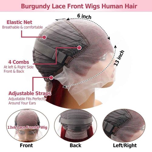 PRUWIGS 22 Inch 99j Burgundy Lace Front Wigs Human Hair 250% Density Straight Burgundy Wig Human Hair 99j 13x6 HD Glueless Frontal Wigs for Women Pre Plucked with Baby Hair