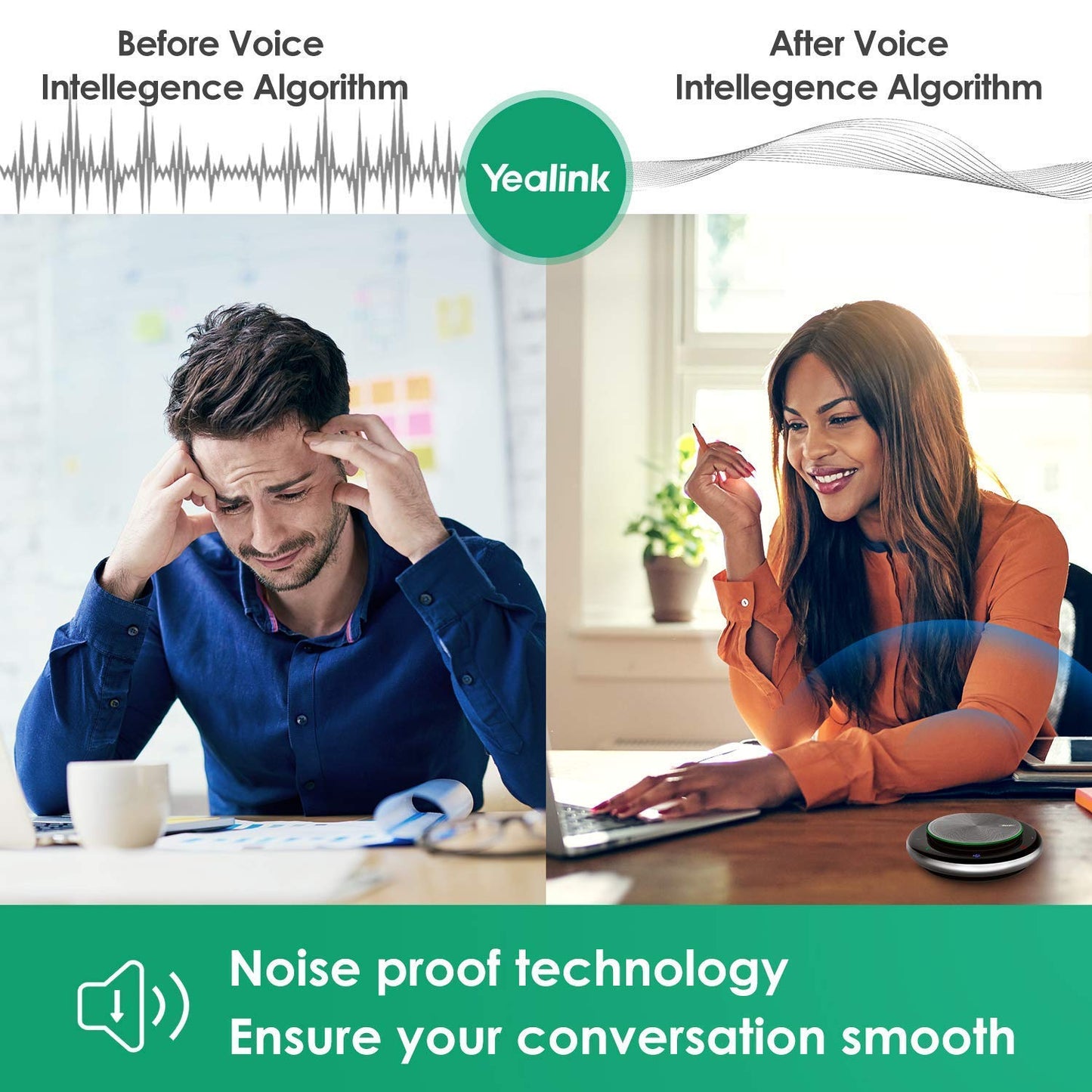 Yealink Bluetooth Speakerphone Conference Microphone Teams-Certified CP900 Enhanced Noise Reduction Algorithm Home Office 360° Voice Pickup