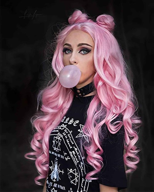 IMSTYLE Pink Lace Front Wigs Long Wavy Synthetic Wig for Women Natural Hairline Mera Cosplay Party Halloween Heat Resistant Hair 26inch