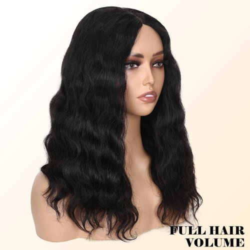 WIGNEE Natural Wavy Real Human Hair Wig 4x1 Lace Part Wigs Unprocessed 10A Grade Brazilian Virgin Hair Wig 18 Inch Black Middle Part Wigs for Women Human Hair Glueless Wear and Go
