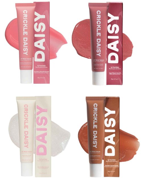 Crickle Daisy Lip Treat Balm - Hydrating & Nourishing Lip Balm with Avocado, Olive, and Coconut Oils - Softening Lip Moisturizer & Protection for Very Dry Lips - Set Of 4, 0.7oz Each