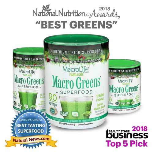 MacroLife Macro Greens Powder 38 Superfood Probiotics Antioxidants Digestive Enzymes & Adaptogen Supplement - Daily Super Green Juice & Smoothie Mix - Non-GMO Vegan Gluten-Free - 10oz (30 Servings)
