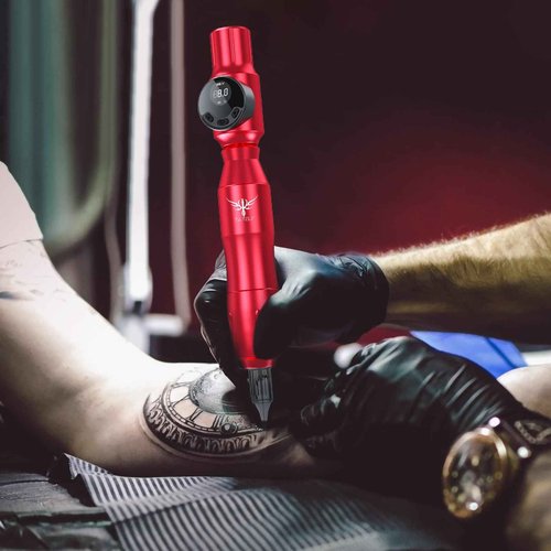 TATELF Tattoo Gun Starter kit Wireless Tattoo Kit Professional Complete Set Rotary Pen Tattoo Machine for Beginners 40pcs Cartridges Needle 2000mAh Tattoo Battery Pack Tattoo Supplies(Red)