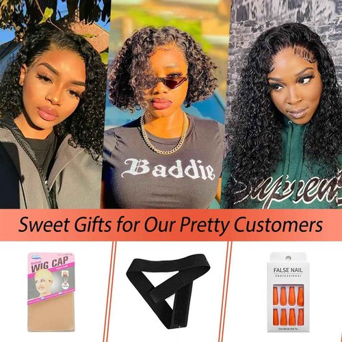 Besurina 16 Inch HD Curly Lace Front Wig Human Hair Pre Plucked for Black Women Glueless 13x4 Kinky Curly Bob Lace Frontal Wigs Human Hair 150% Density Wet and Wavy Natural Color