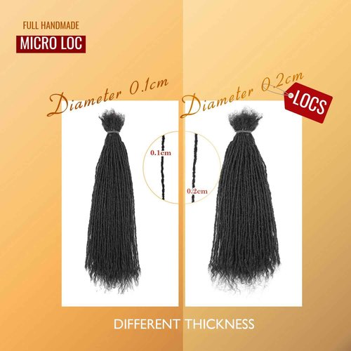 8-12 Inch Sister locs Human Hair Handmade Interlock Locs Curly Tips Sister Locs Real Human Hair Microlocs Extensions Permanent Dreadlock Extensions Natural Soft Looking (0.1cm,10 Inch-60 Strands)