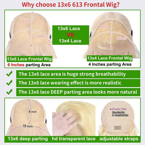613 13x6 Lace Front Wig Human Hair 613 HD Lace Frontal Wig Blonde Lace Front Wigs Human Hair Pre Plucked Brazilian 180 Density Straight Lace Front Wigs Human Hair Glueless Wigs for Women 22 Inch