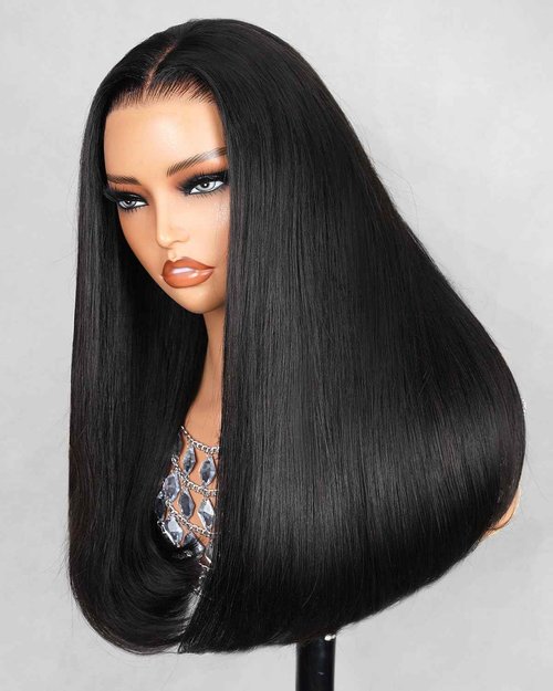 Megalook hair Glueless Wigs Human Hair 6x5 Ready to Go Closure Wig Human Hair 12A Salon-Quality Pre Plucked Pre Cut Straight Wigs Human Hair Bleached Tiny Knots 220% Density 16 Inch