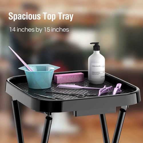 Folding Salon Tray, Salon Trolley, Salon Cart Tattoo Rolling Tray Station-Black