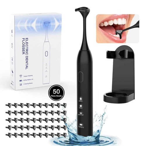 Voraiya Electric Flosser for Teeth Electric Flosser Dental Floss 3 Modes + 50 Replacement Heads Rechargable Ultrasonic Power Flossing for Teeth Adults & Kids