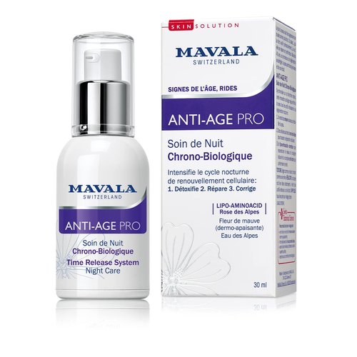 MAVALA Anti Age Pro Night Care | Anti-Aging Serum | Detox, Rejuvenate, and Correct Signs of Aging | Repair Wrinkles + Dark Spots | Vitamin C and Vitamin E | 1 oz.