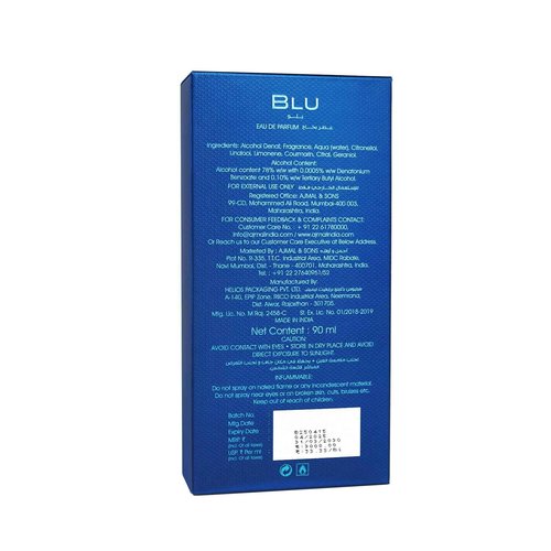 Ajmal Blu Eau De Parfum for Men – Long-Lasting Citrus & Aquatic Scent Spray, Fresh Masculine Fragrance, 3.0 oz / 90ml, Gift Perfume for Men – Made in Dubai