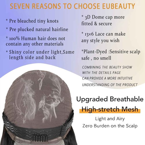 Eubeauty Chocolate Brown Lace Front wig 13×6 Body Wave Lace Front Wigs Human Hair 200 Density HD Lace Brown Human Hair wig Pre Plucked Pre Bleached Knots (Brown, 20 inch)