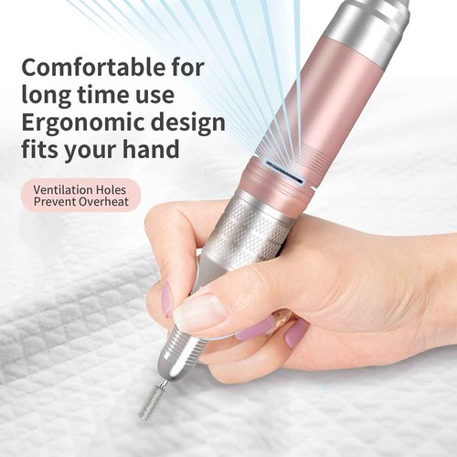Kredioo Nail Drill, 35000RPM Nail Drills for Acrylic Nails Professional Cordless Electric File Rechargeable Portable Machine 6 Bits Dremel Tools for Women Manicure Pedicure Remove Gel Polish