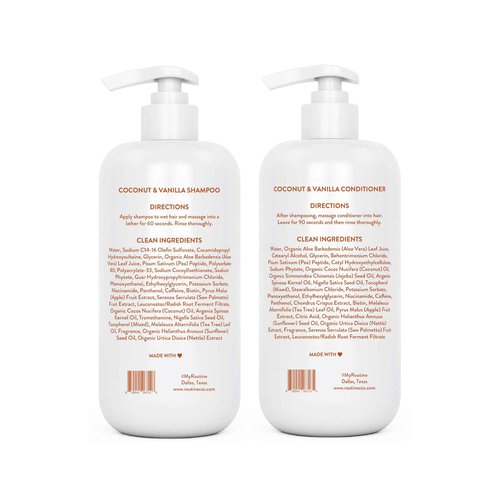 Routine Wellness Shampoo and Conditioner Set and Hair Serum for Stronger Hair - Biotin | Color Safe | Sulfate-Free | Vegan | Clinically Tested | Nourishing Oils and Vitamins - Coconut & Vanilla