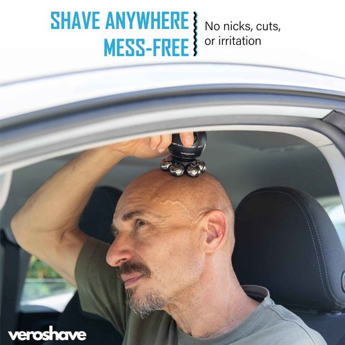 Veroshave 7-Blade Bald Head Shaver for Men - Cordless Hair Shaver for Men Bald, Rechargeable Head Trimmer for Men Bald Head, Mess-Free & Full-Shave Travel-Friendly Grooming Kit with Curved Blades