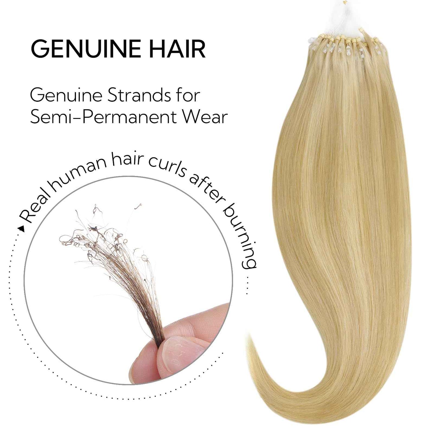 HOTBANANA Micro Ring Hair Extensions Human Hair, 24 inch 50g 50s Light Blonde Highlighted Golden Blonde Micro Beads Real Human Hair Extensions Straight Micro Link Micro Loop Hair Extensions