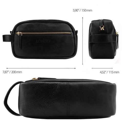Londo Genuine Leather Travel Toiletry Bag – Makeup, Shaving Organizer, Dopp Kit for Men & Women, Durable & Stylish Travel Accessory