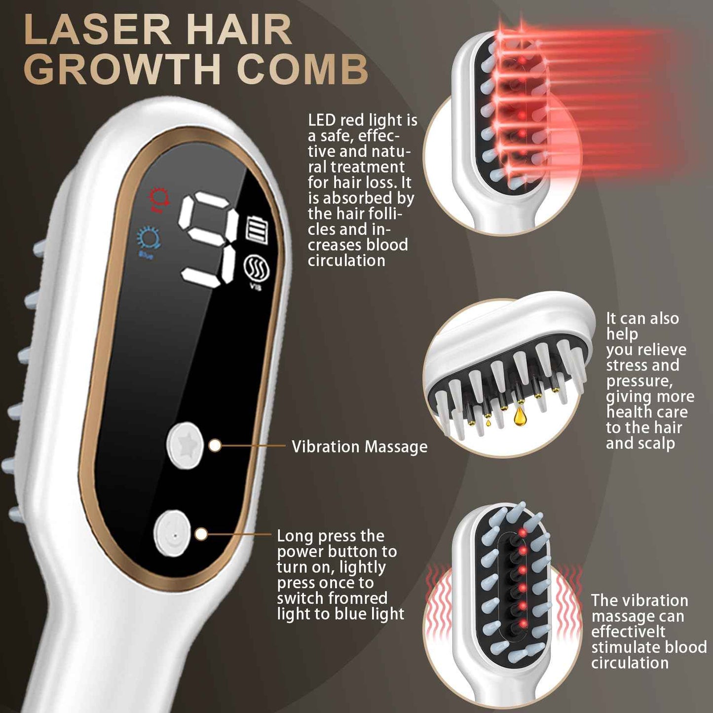 Laser Hair Growth Comb, Hair Growth Device, promote hair growth in women and men