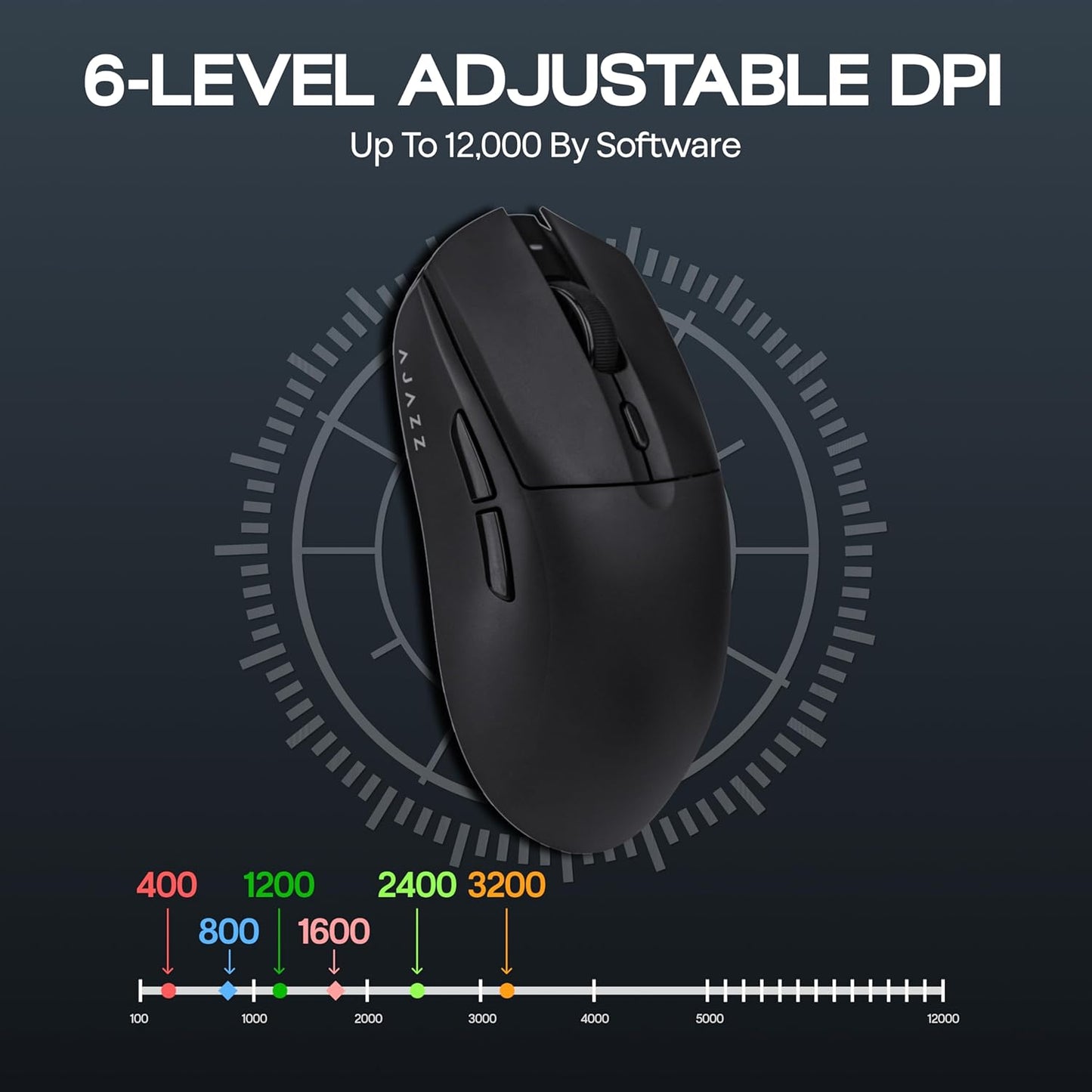 AJAZZ AJ139 V2 MC Gaming Mouse with Charging Base, Adjustable 12,000 DPI, PAW3311 Sensor, 3 Modes Wireless Mouse, 500mAh Battery, 1000 Polling Rate, 66g Lightweight, Win/Mac (White)