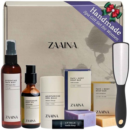 ZAAINA Wellness Spa Kit - Christmas Holiday Gift Basket for Women, Relaxing Spa Gifts for Her, Self Care Kit for Mom Wife Friend, Pampering Home Spa Package, Birthday Gifts for Women, Holiday Spa Day