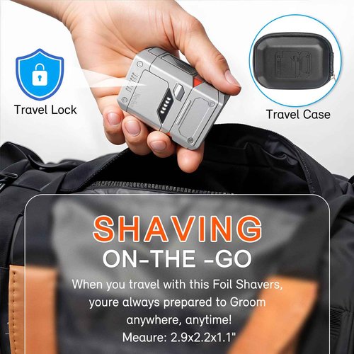 Foil Shaver, Compact Electric Razor for Men, USB-C Rechargeable, Waterproof & Cordless Face Shaver with Travel Case – Portable Grooming Kit for Travel & Daily Use