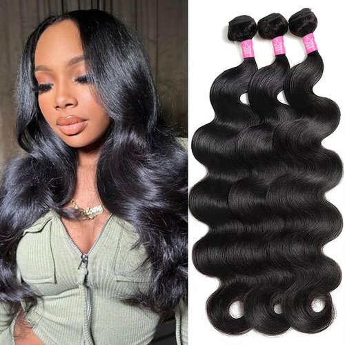 12A Body Wave Bundles Human Hair 18 20 22 Inch - 100% Unprocessed Human Hair Bundles Brazilian Raw Virgin Hair 3 Bundles Quick Weave Human Hair Extensions Natural Color