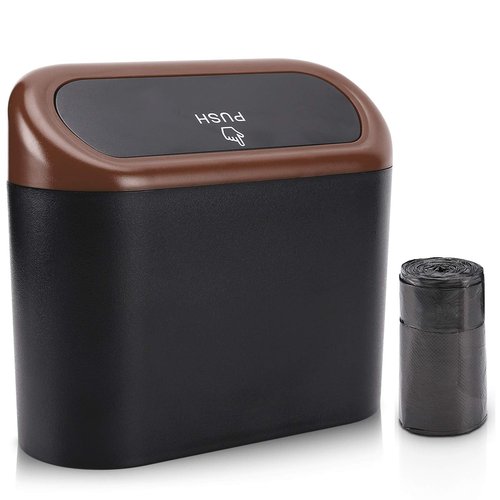 Accmor Car Trash Can with Lid, Leakproof Vehicle Trash Bin Auto Dustbin Organizer, Waterproof Mini Garbage Bin Trash Container with Garbage Bag for Automotive Car, Home, Office, Kitchen