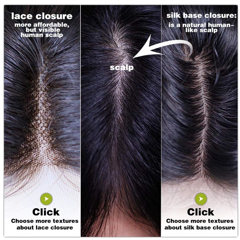 Nicewig Silk Base Top Closure Yaki Straight Bleached Hidden Knots Free Part 4x4 Fake Scalp Lace Closure With Baby Hair Unprocessed Virgin Kinky Straight Human Hair Closure 10" inch