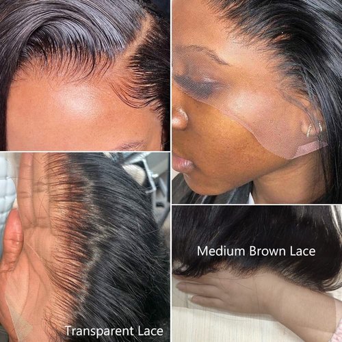 Brazilian Virgin Human Hair 100% Unprocessed Silky Straight lace Frontal With Baby Hair Remy Hair Ear to Ear Lace Closure Natural Black Color(16 Inch 13x4 frontal)