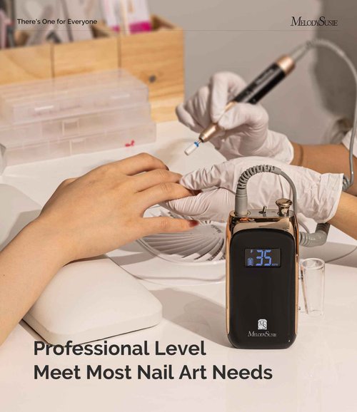 MelodySusie SC320C Electric Nail Drill Machine, Rechargeable 30000RPM Efile for Acrylic Nail, Portable Nail File with 6 Nail Drill Bit Set, SR3 Jade (Black)