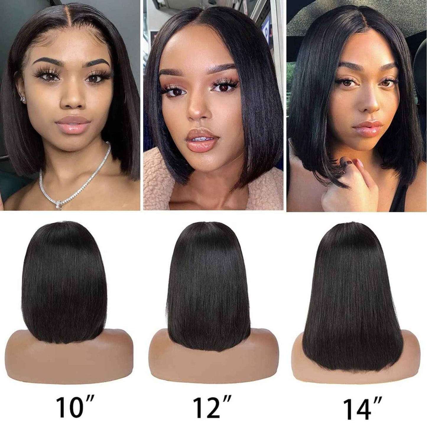 250% Density Bob Wig Human Hair 13x4 HD Lace Front Wigs Human Hair Pre Plucked with Baby Hair Wear and Go Glueless Short Bob Wigs for Black Women Straight Bob Frontal Wigs Human Hair 12 Inch