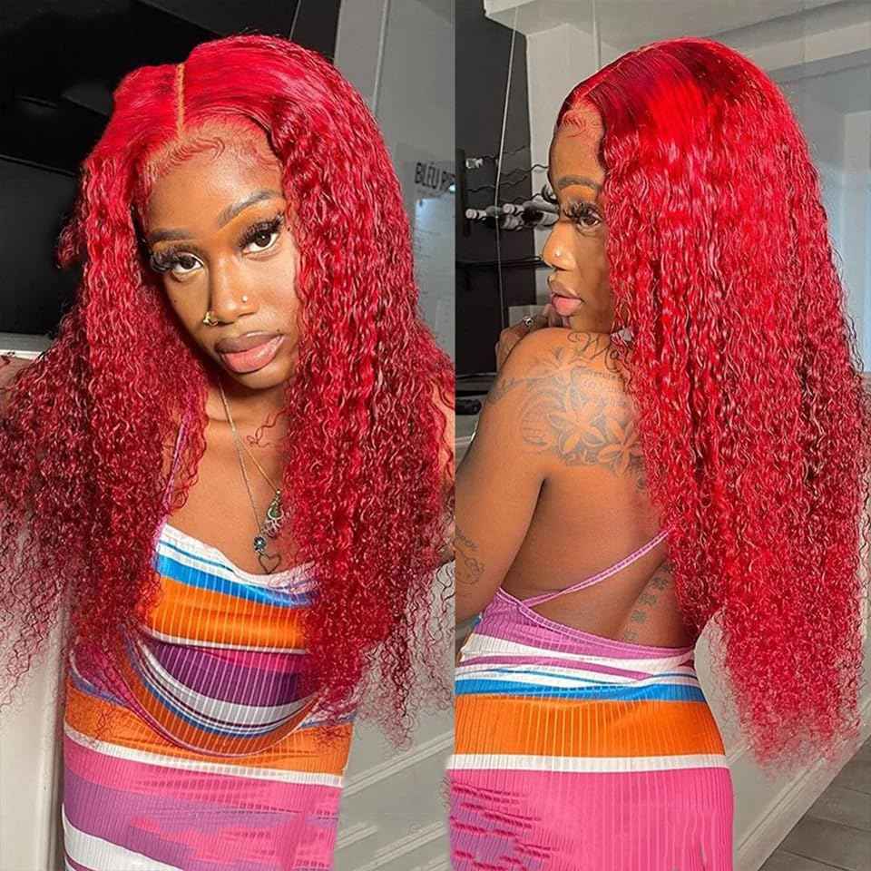 32 32 32 Inch Red Human Hair Bundles Burgundy Kinky Curly Bundles 8A Brazilian Virgin Remy Same Length 3 Bundles Red Kinky Curly Hair Weave