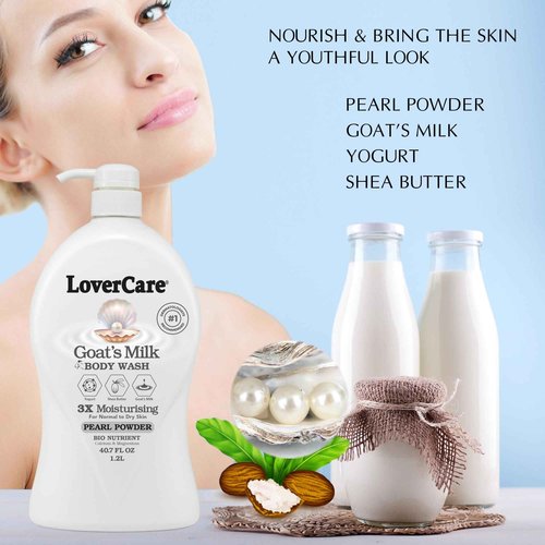 Lover's Care Goat's Milk Moisturizing Body Wash Shower Cream Pearl 40.7 Fl.Oz- Pack of 2…