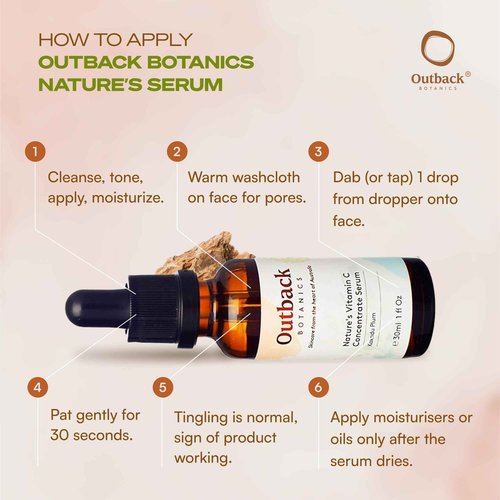 Outback Botanics Natural Vitamin C Facial Serum with Kakadu Plum Extract - 100x More Vitamin C Than an Orange - Anti-Aging, Anti-wrinkles, Hydrating Skincare - 1 fl oz